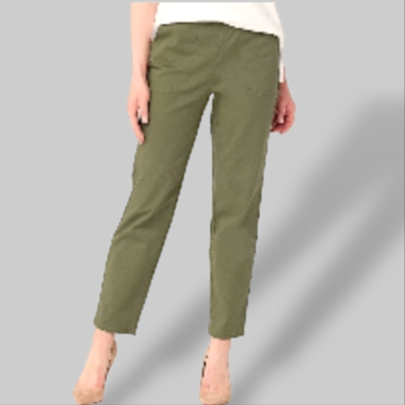 D&Co. Pull-on Stretch Pants in Olive-Gray Green - Picture 1 of 9